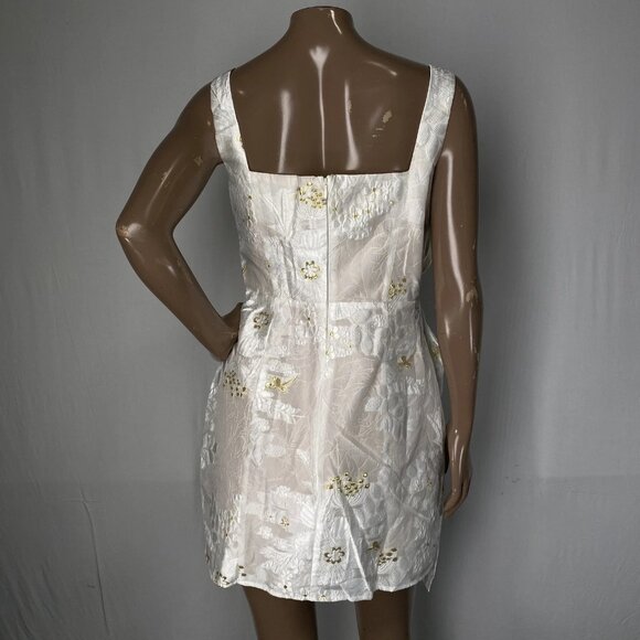 Elliatt Women's Octavia Jacquard Mini Dress – Size S – Ivory/Gold with Large Bow - Picture 8 of 11